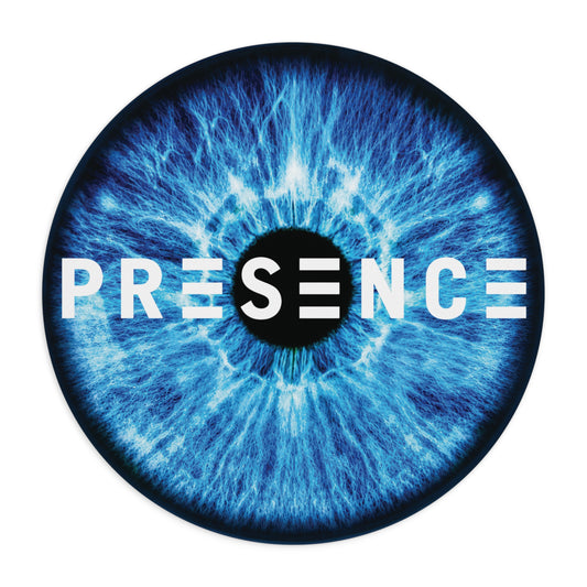 PRESENCE Mouse Pad — Blue Iris 'PRESENCE' Text