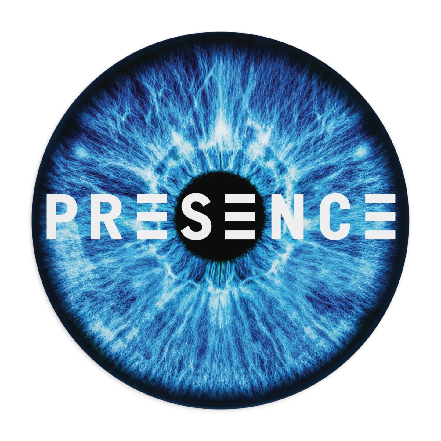 PRESENCE Mouse Pad — Blue Iris 'PRESENCE' Text