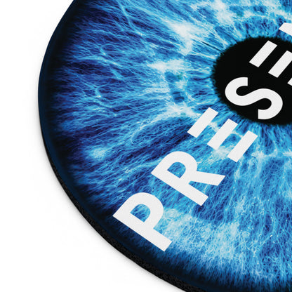 PRESENCE Mouse Pad — Blue Iris 'PRESENCE' Text